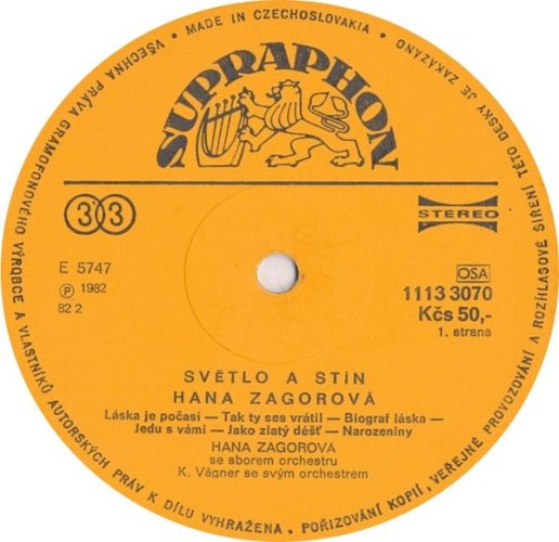 Hana Zagorová – Světlo A Stín LP