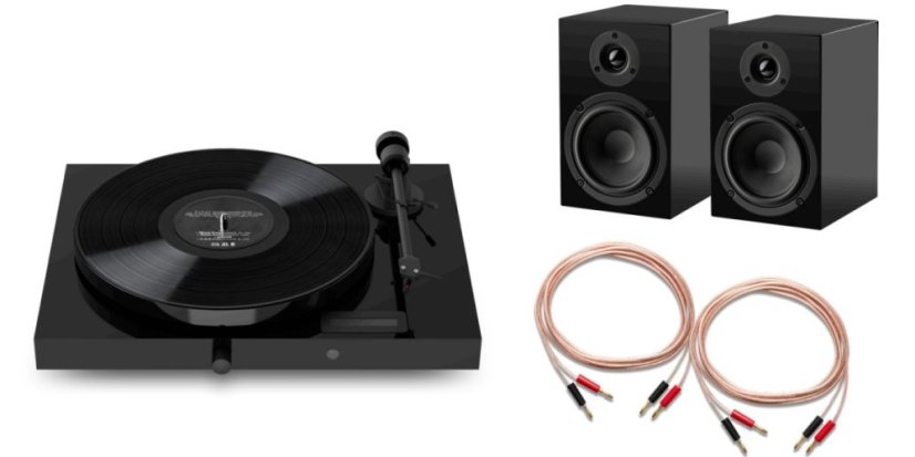 Pro-Ject JukeBox E1 HiFi Set - Kompletní stereofonní audio systém s gramofonem - Barva: Černá