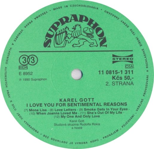 Karel Gott – I Love You For Sentimental Reasons LP