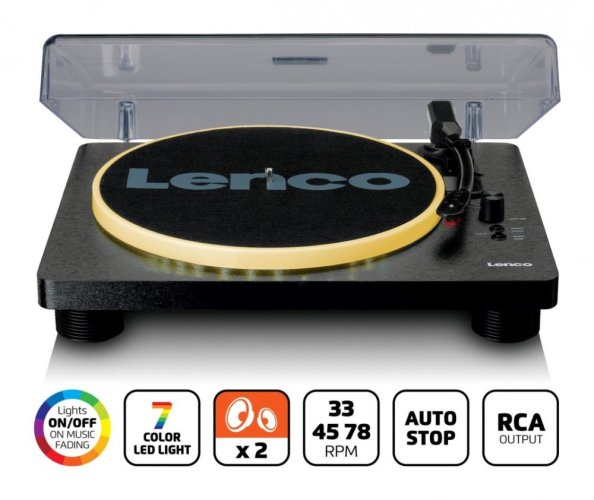 Lenco LS-50LEDBK - gramofon s reproduktory a LED osvětlením