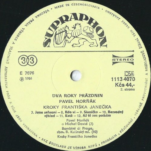 Pavel Horňák, Kroky Františka Janečka – Dva Roky Prázdnin LP