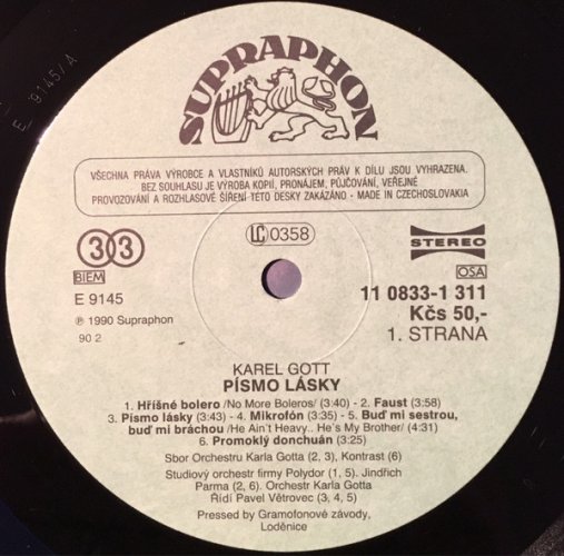 Karel Gott – Písmo Lásky LP