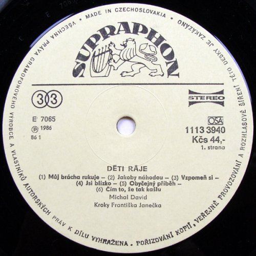 Michal David, Kroky Františka Janečka – Děti Ráje LP