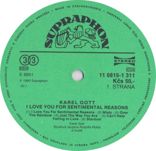 Karel Gott – I Love You For Sentimental Reasons LP