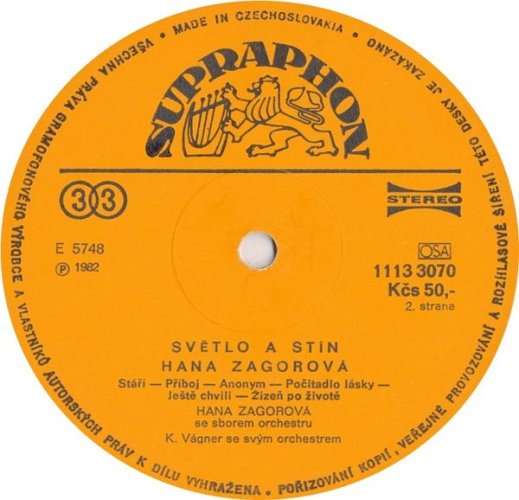 Hana Zagorová – Světlo A Stín LP